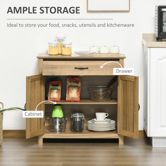 Farmhouse Sideboard Buffet Cabinet with Barn Doors – 32"W x 32"H, Natural