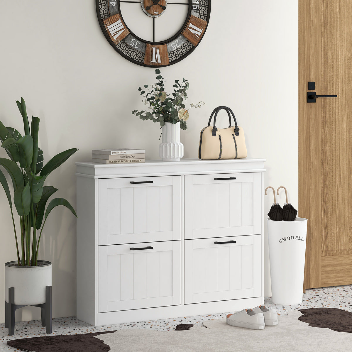 Shoe Storage Cabinet with 4 Flip Drawers – 41"W x 33"H