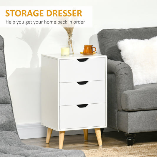 3-Drawer Nightstand with Wood Legs – 16"W x 27"H