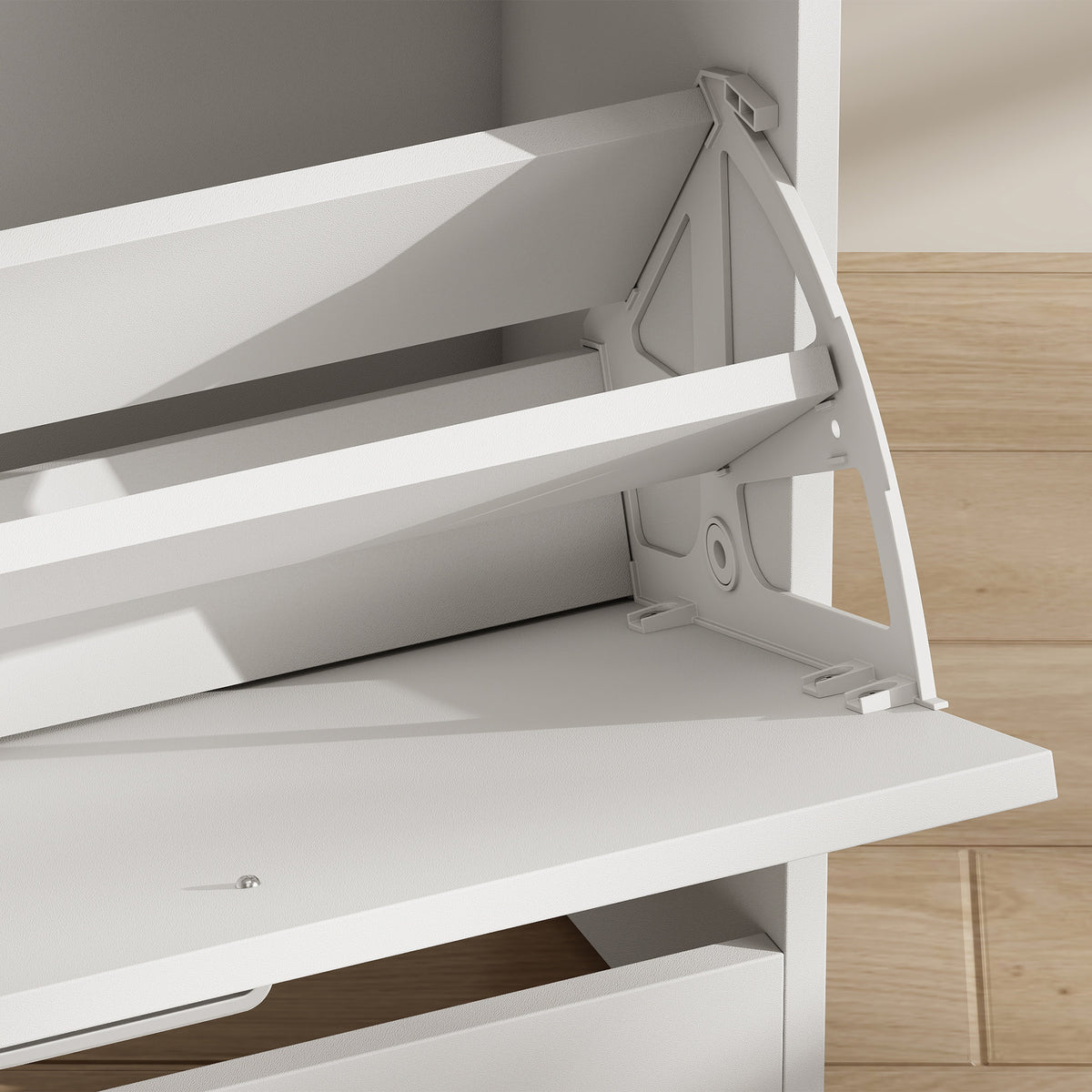 Slim Shoe Organizer Cabinet with 2 Flip Drawers – 24"W x 42"H