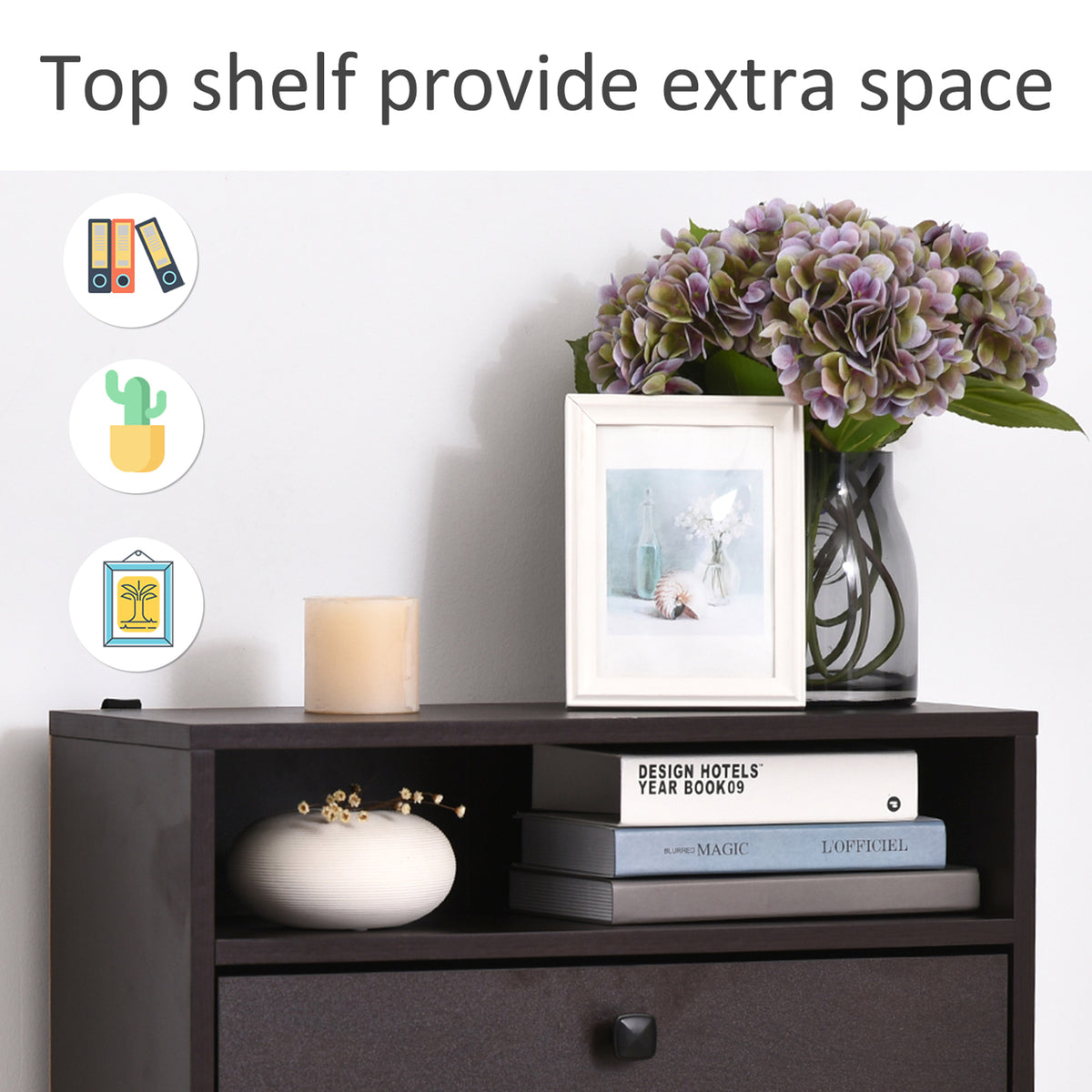 Slim Shoe Storage with 3 Flip Drawers and Adjustable Shelves – 24"W x 52"H