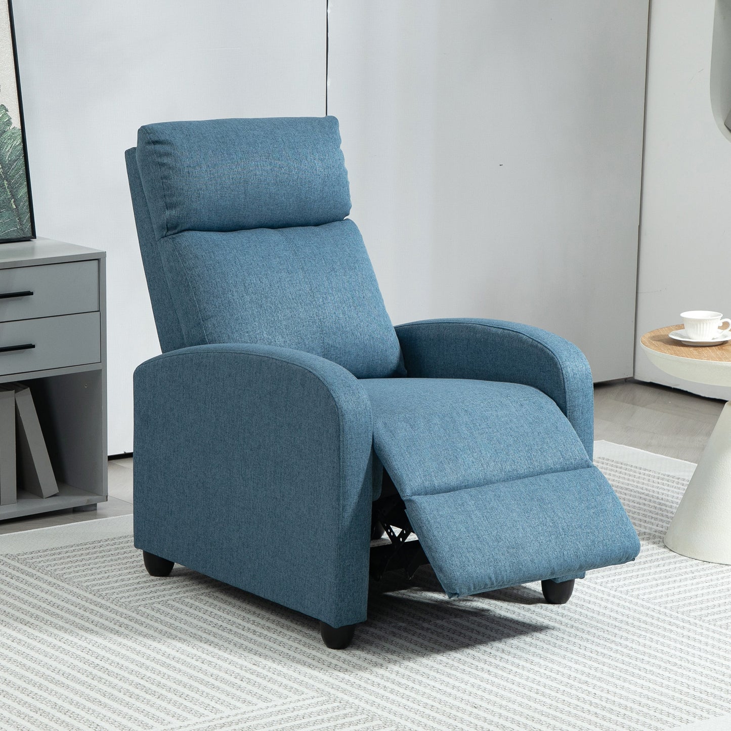 HOMCOM Manual Fabric Recliner Sofa Chair with Padded Seat, Blue