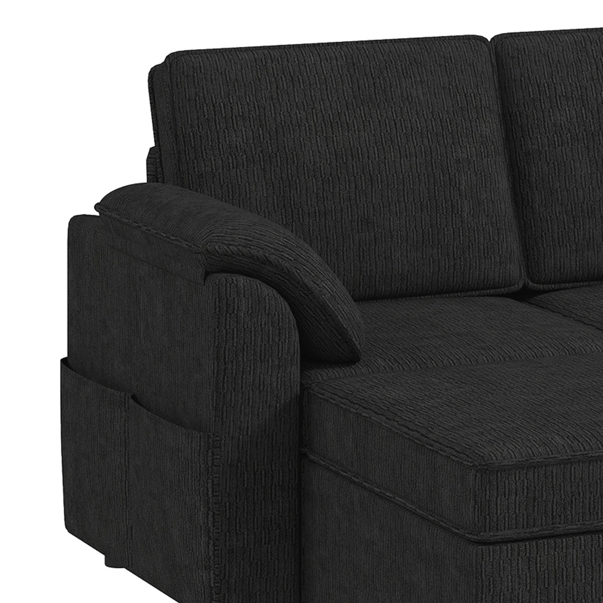 Reversible Pull-Out Sleeper Sectional with Storage Ottoman
