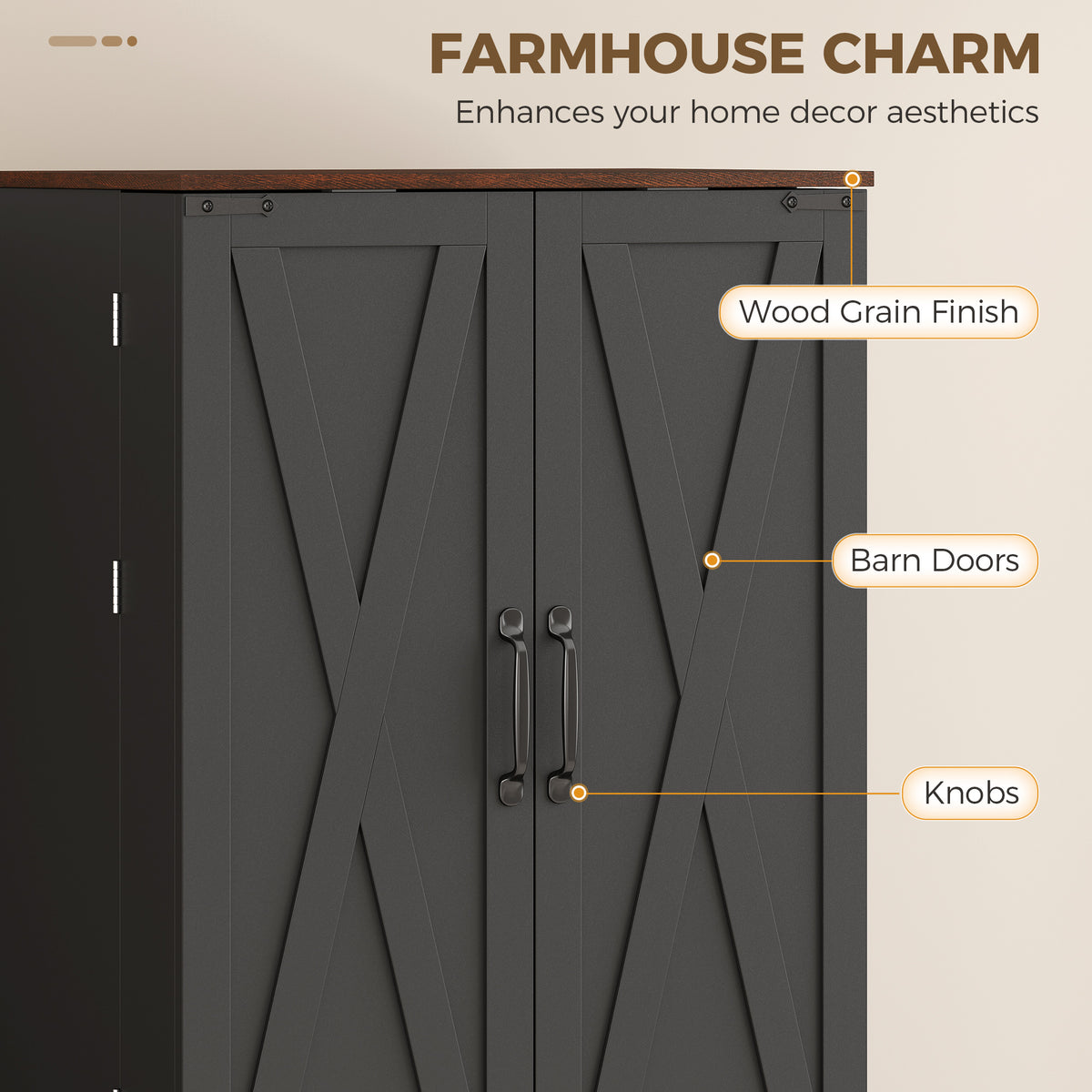 Kitchen Pantry Cabinet with Door Shelves and 8 Shelves – 24"W x 65"H