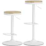 HOMCOM Barstools Set 2 Swivel Adjustable Height Natural Wood Black