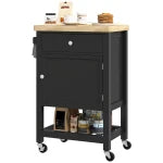 HOMCOM Rolling Kitchen Island Cart With Wood Top, White