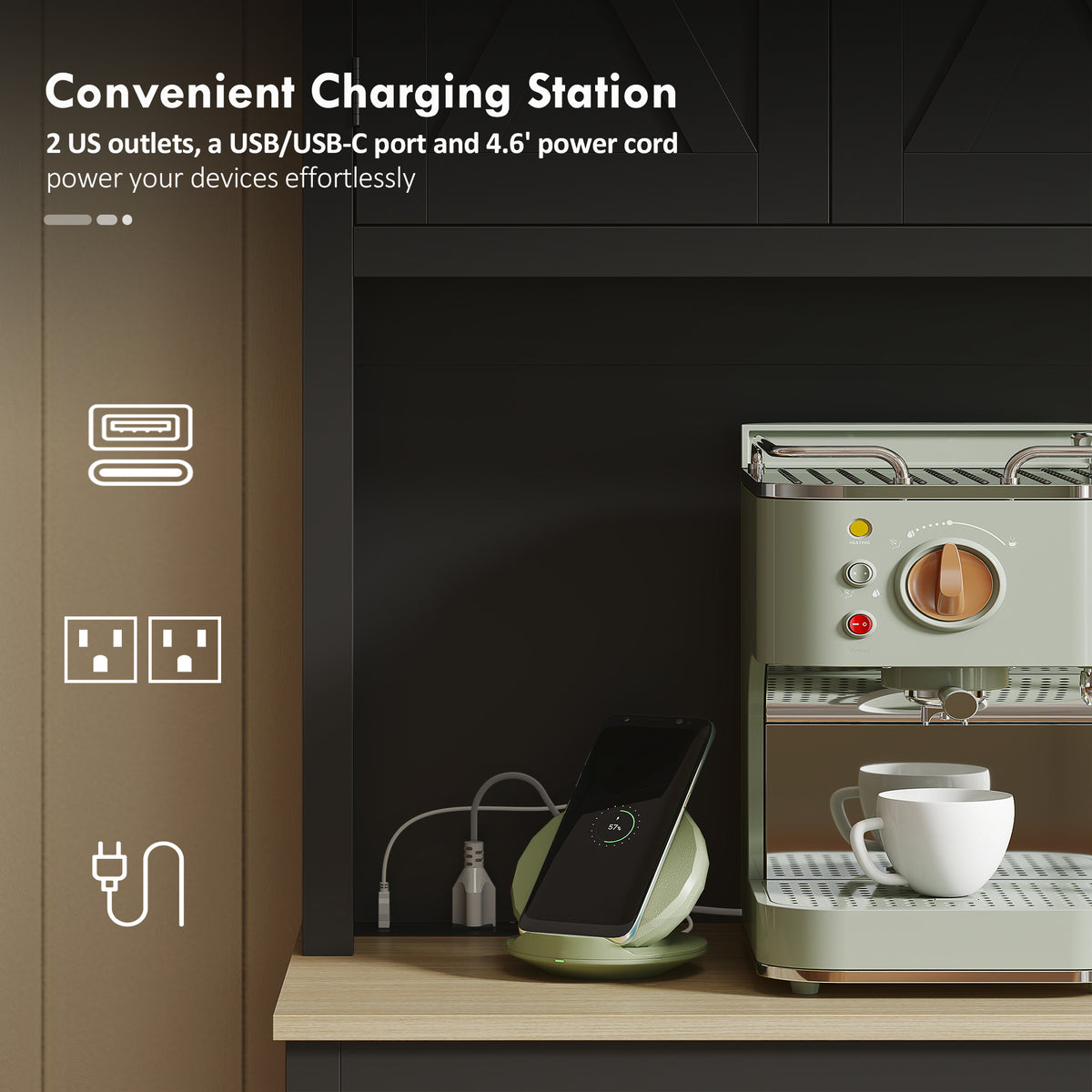 Pantry Cabinet with Charging Station – 44"W x 69"H