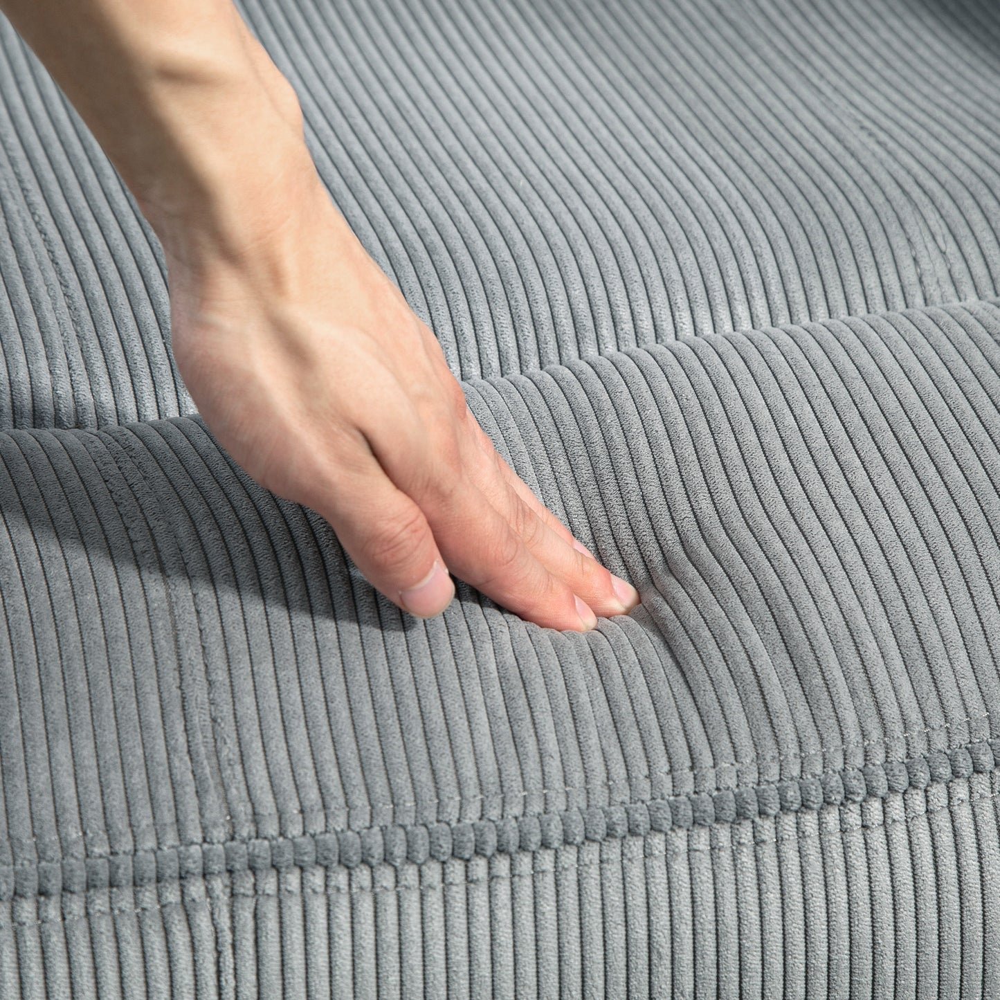 HOMCOM Manual Recliner Chair with Vibration Massage, Side Pockets, Plush Corduroy Fabric, Grey