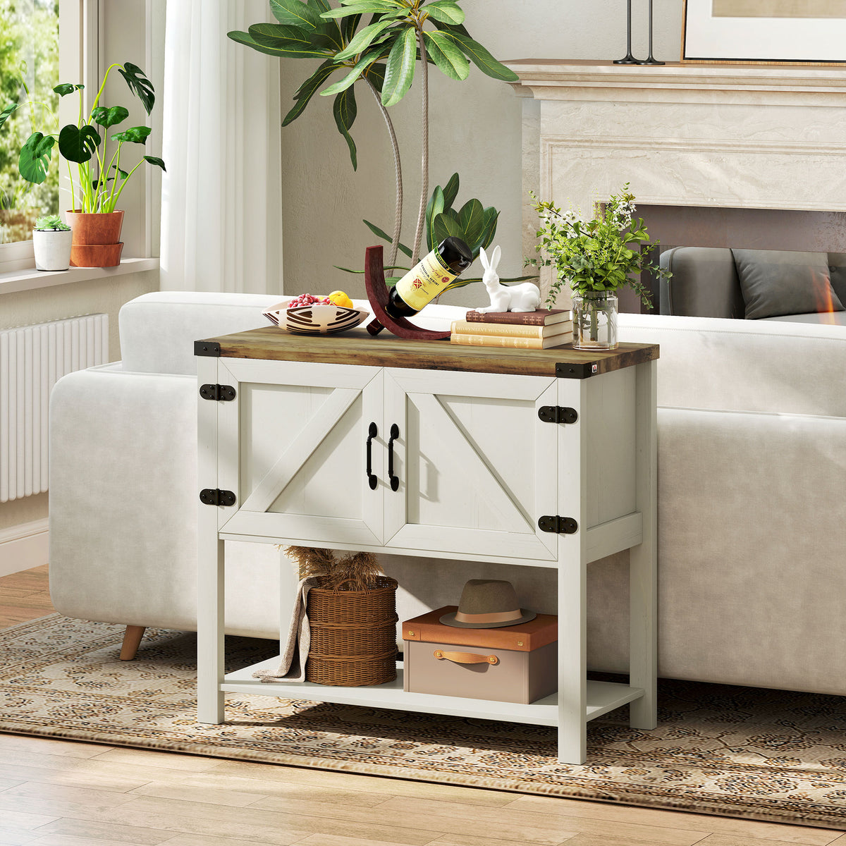 35" Farmhouse Sideboard Console with Barn Doors