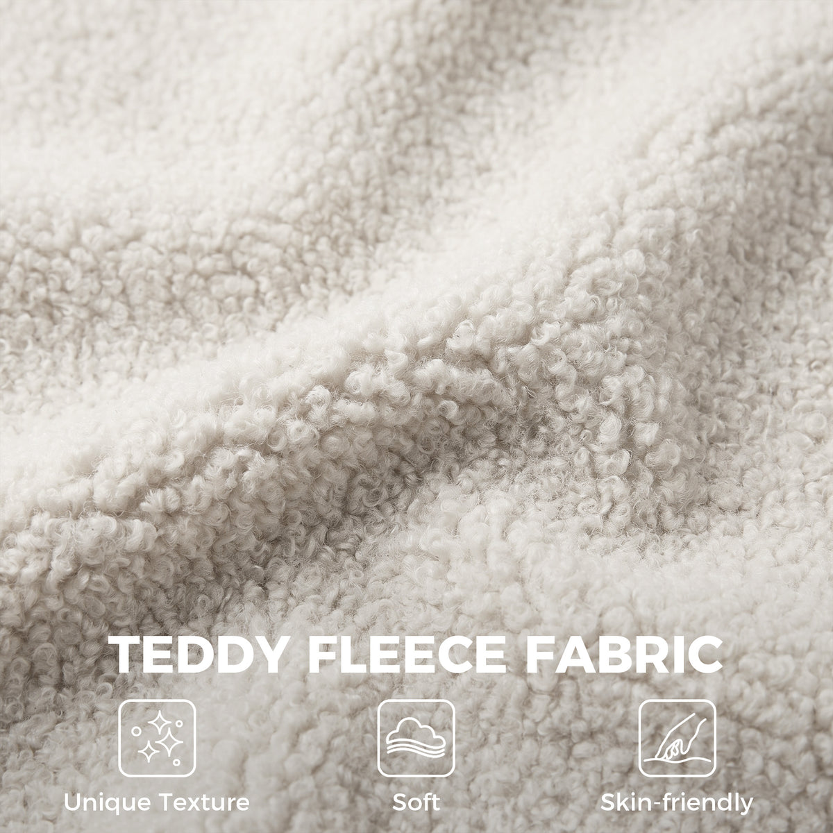Office Chair, Teddy Fleece Executive Computer Desk Chair with Foldable Armrests, Cream White