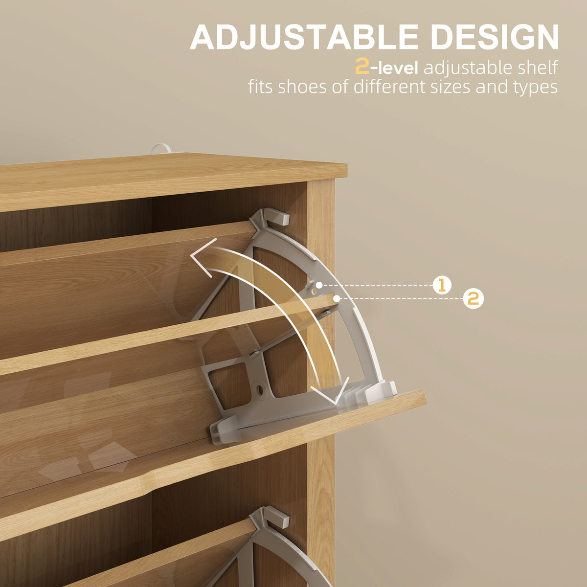 Shoe Storage Cabinet with 3 Flip Drawers – 28"W x 44"H