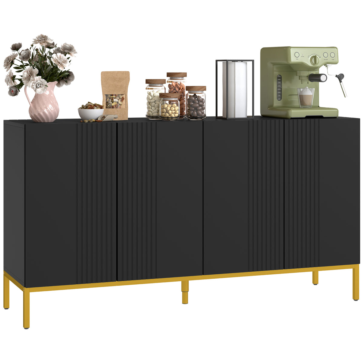 Sideboard Storage Cabinet with Adjustable Shelves – 55"W x 30"H