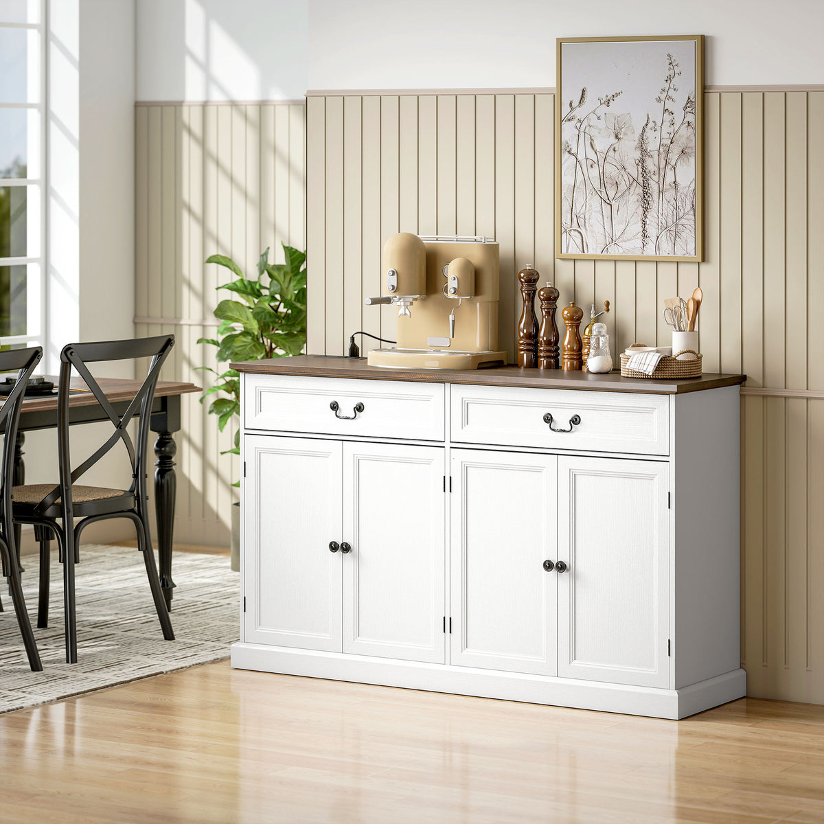 Farmhouse Sideboard with Charging Station – 55"W x 33"H