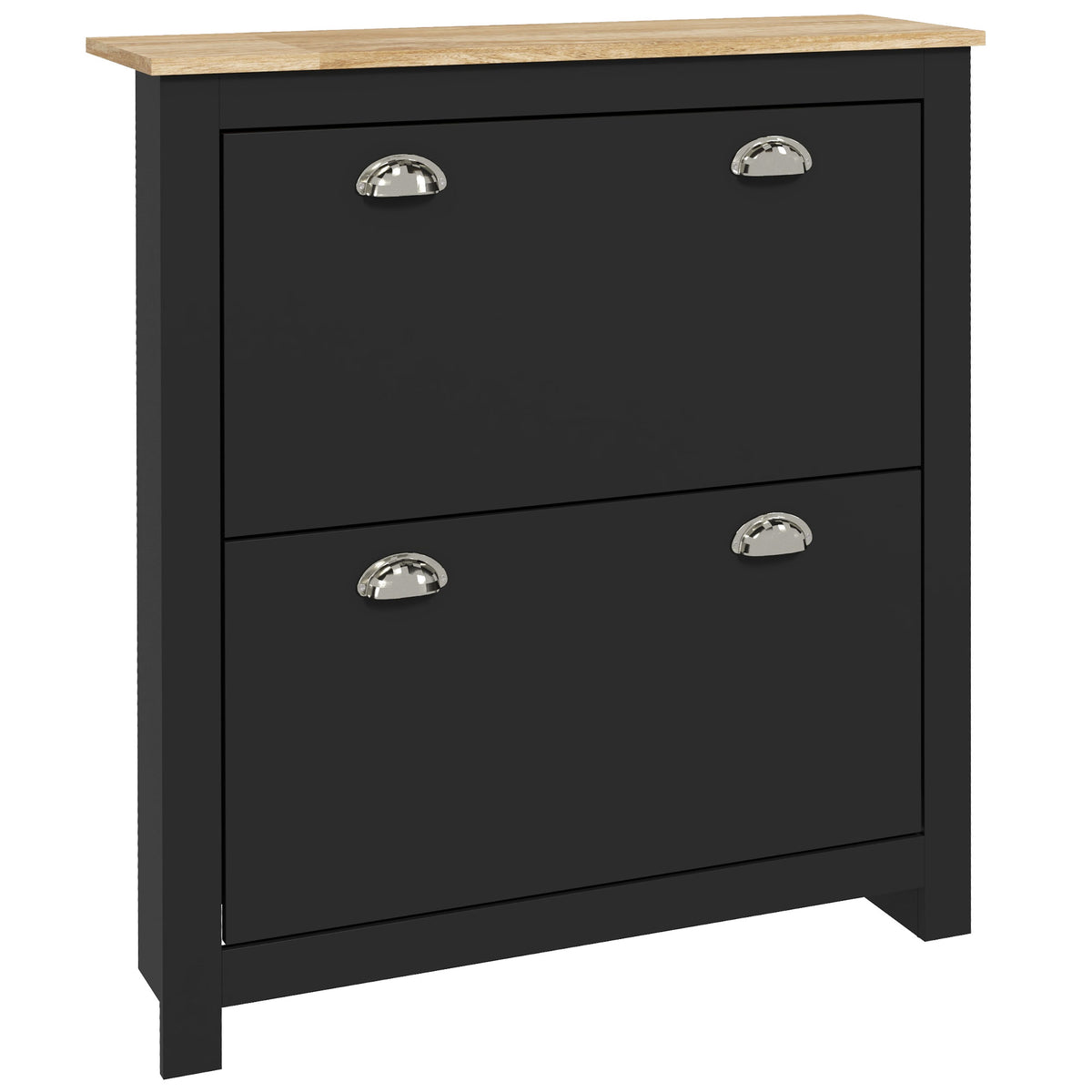 Modern Shoe Cabinet with 2 Flip Drawers – 31"W x 36"H