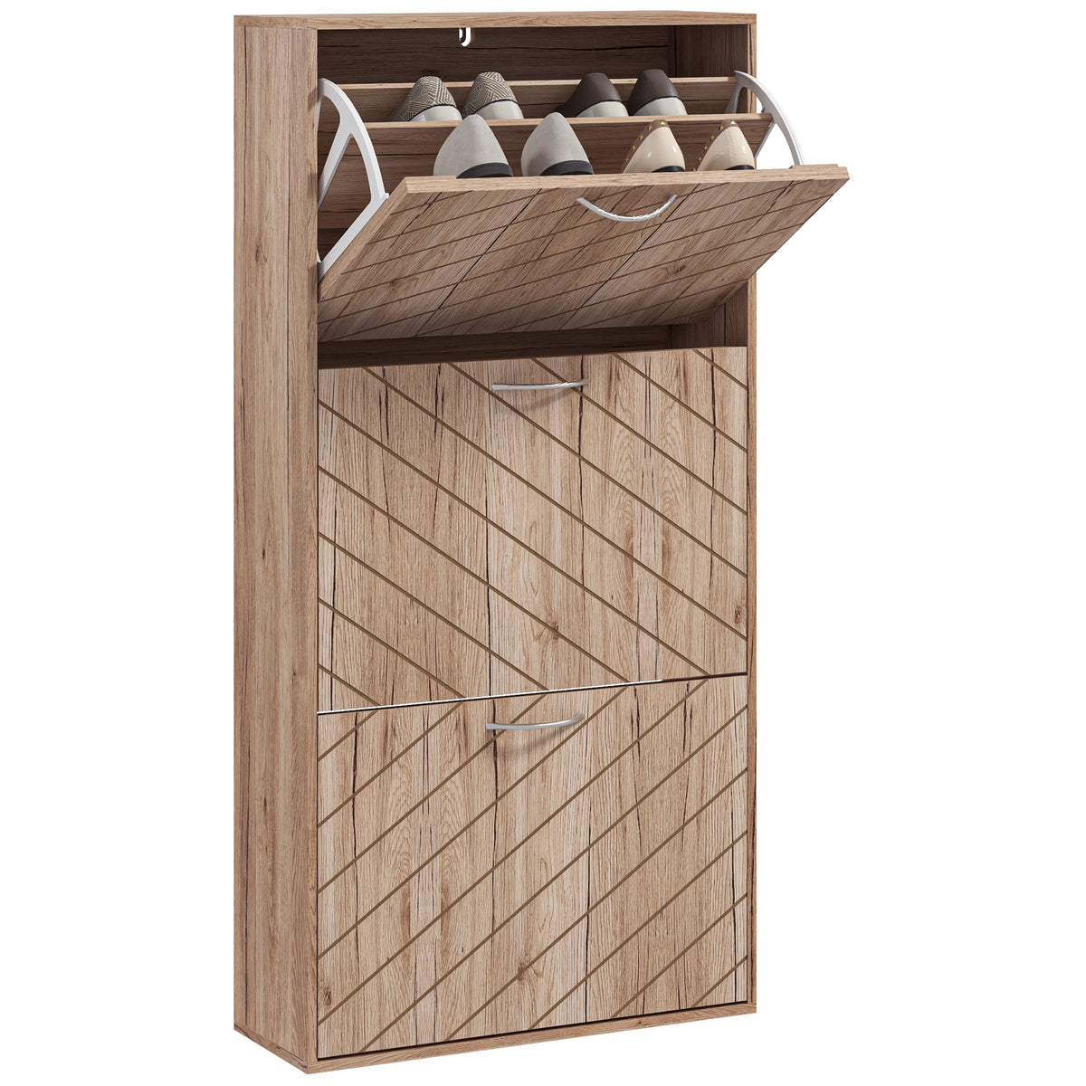 Shoe Storage Cabinet with 3 Flip Drawers – 22"W x 46"H