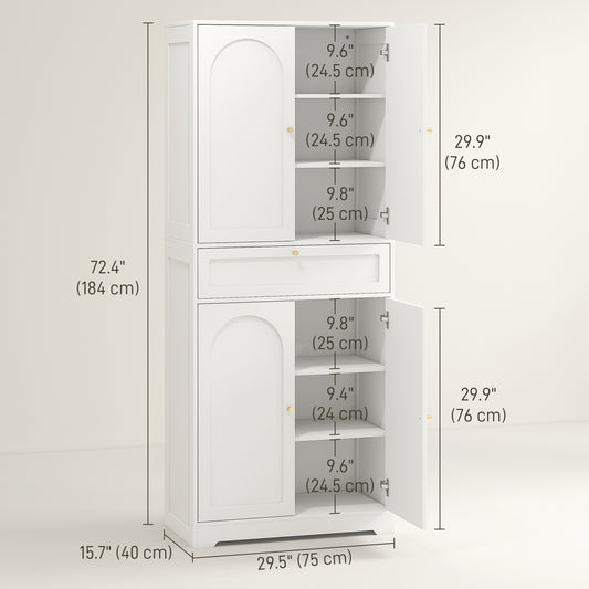 Modern Freestanding Storage Cabinet with Shaker Doors and Adjustable Shelves – 30"W x 72"H