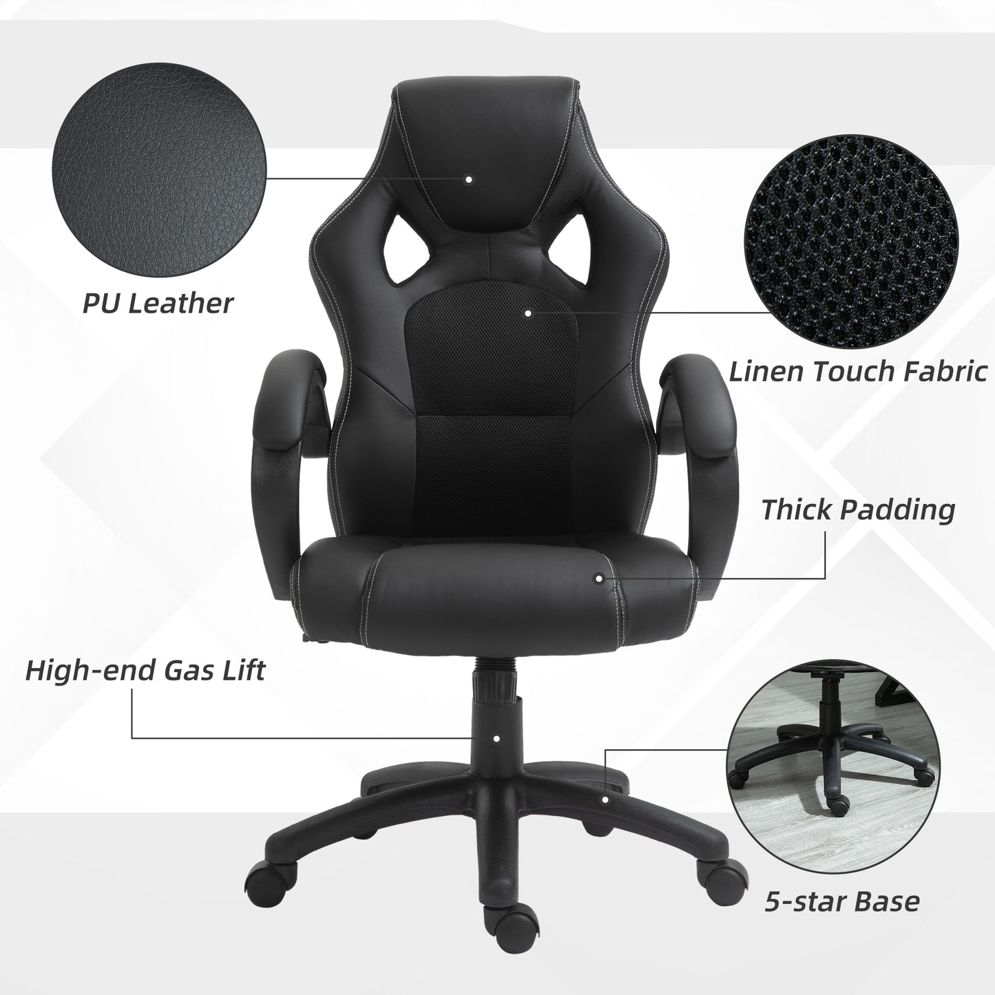 HOMCOM Ergonomic Racing Style High-Back Executive Swivel Office Gaming Chair Black