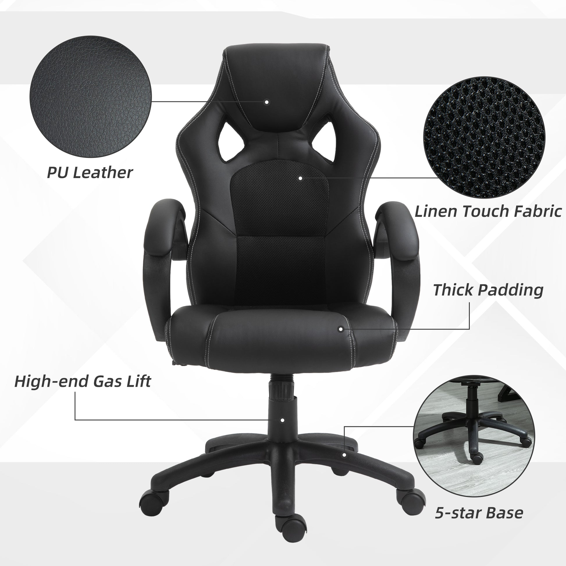 HOMCOM Ergonomic Racing Style High-Back Executive Swivel Office Gaming Chair Black