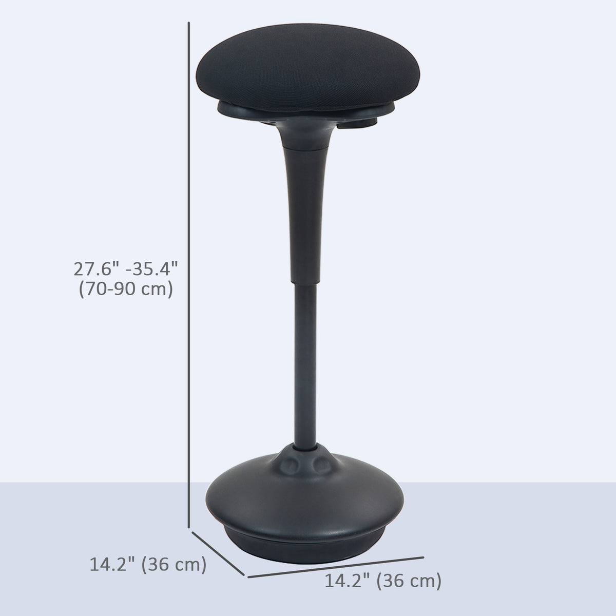 Swivel Standing Desk Chair, Backless Wobble Stool Chair, Black
