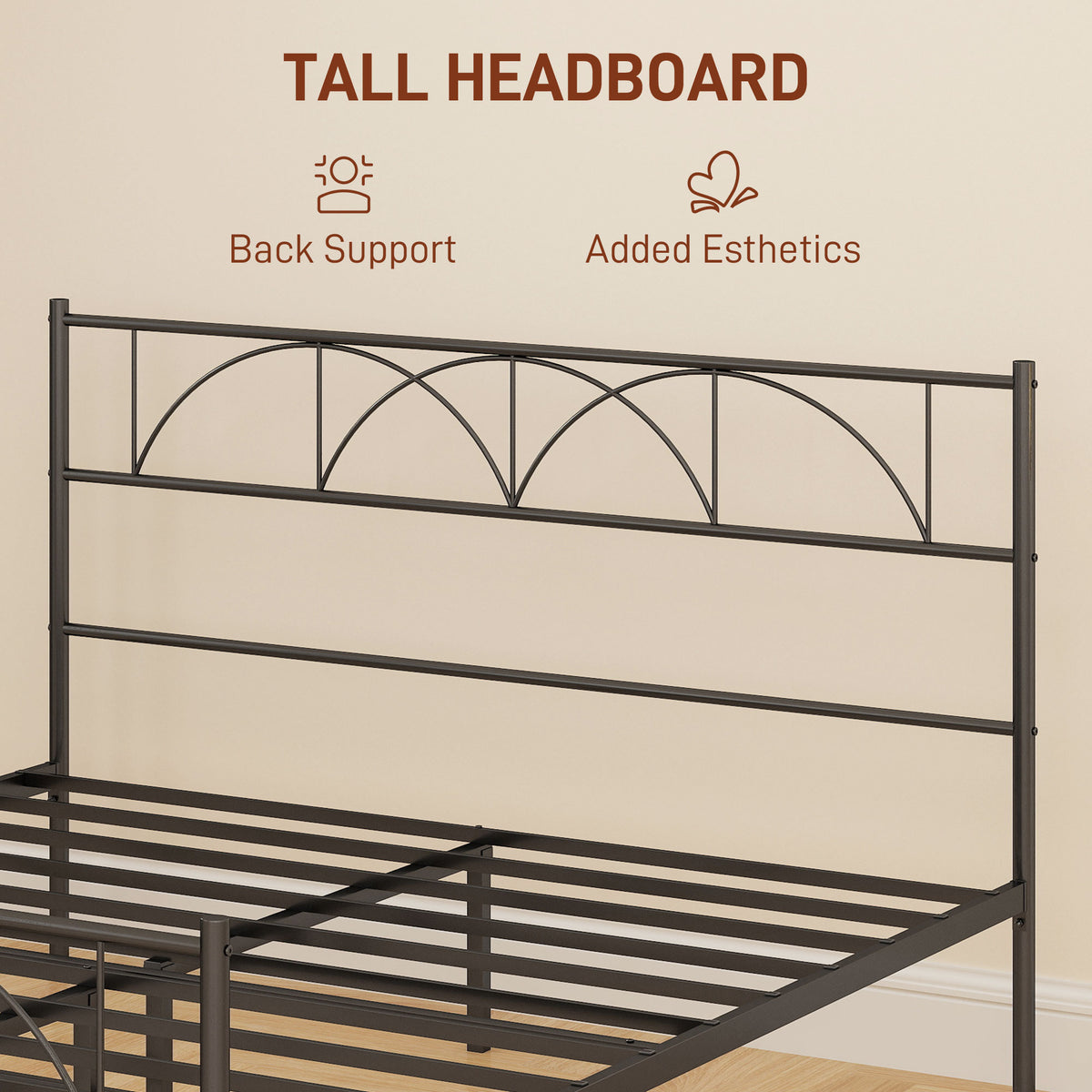 Metal Platform Bed Frame with Headboard and Footboard