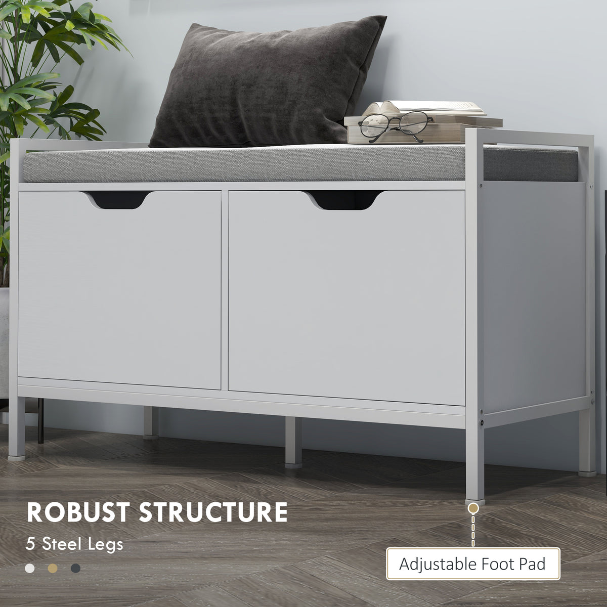 Shoe Storage Bench with Seat Cushion – 33"W x 20"H