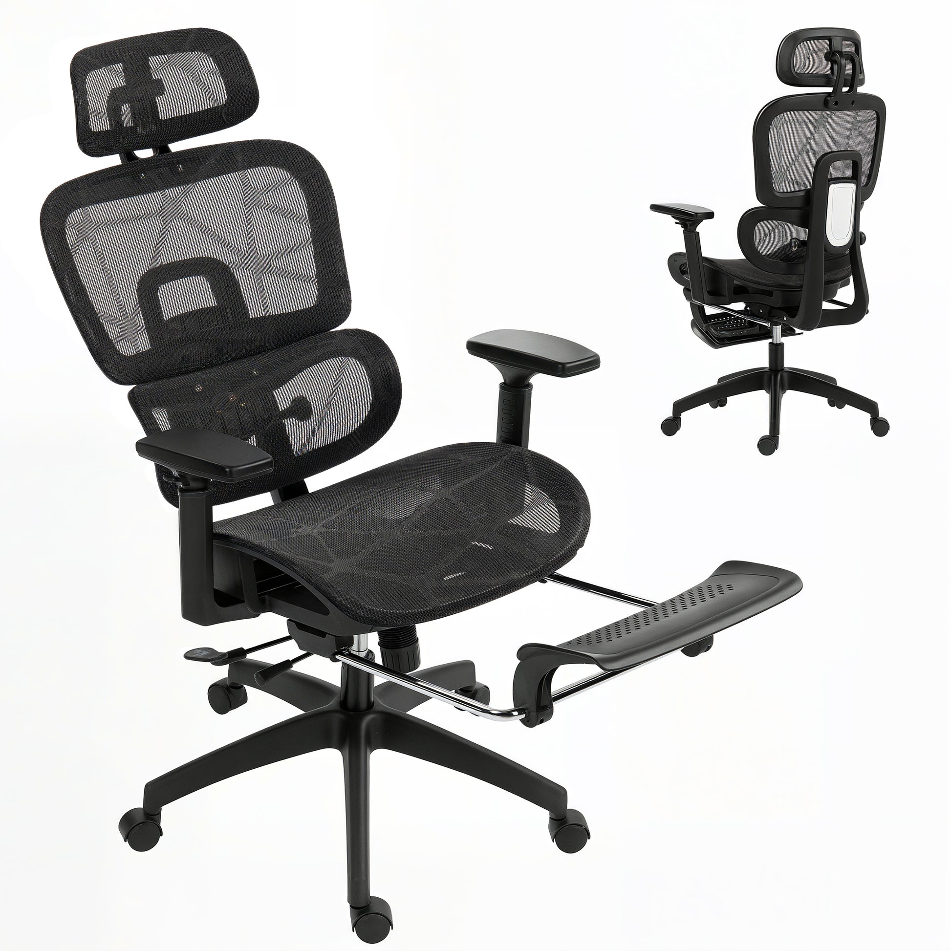 HOMCOM Ergonomic Mesh High-Back Office Chair with 3D Armrests, Lumbar Support, 135° Recline