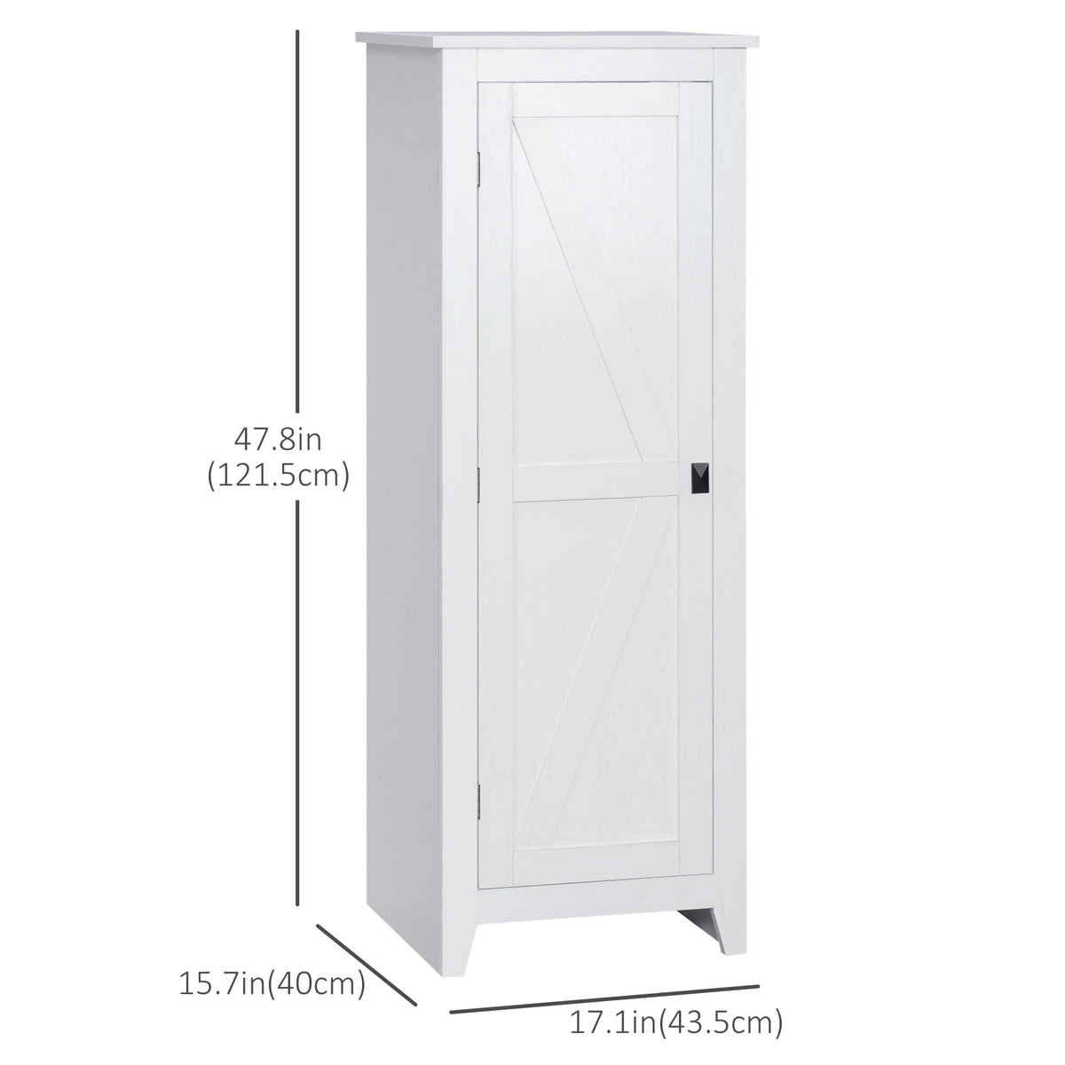Farmhouse Kitchen Pantry Storage Cabinet with Barn Door – 17"W x 48"H