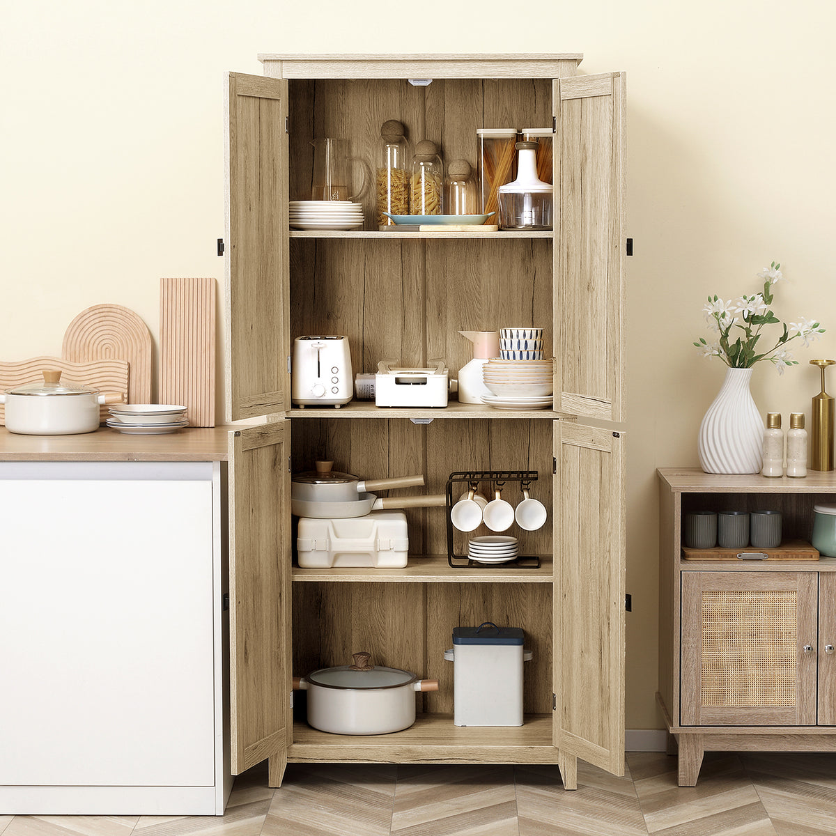 Kitchen Pantry Cabinet with Doors and Shelves – 32"W x 72"H