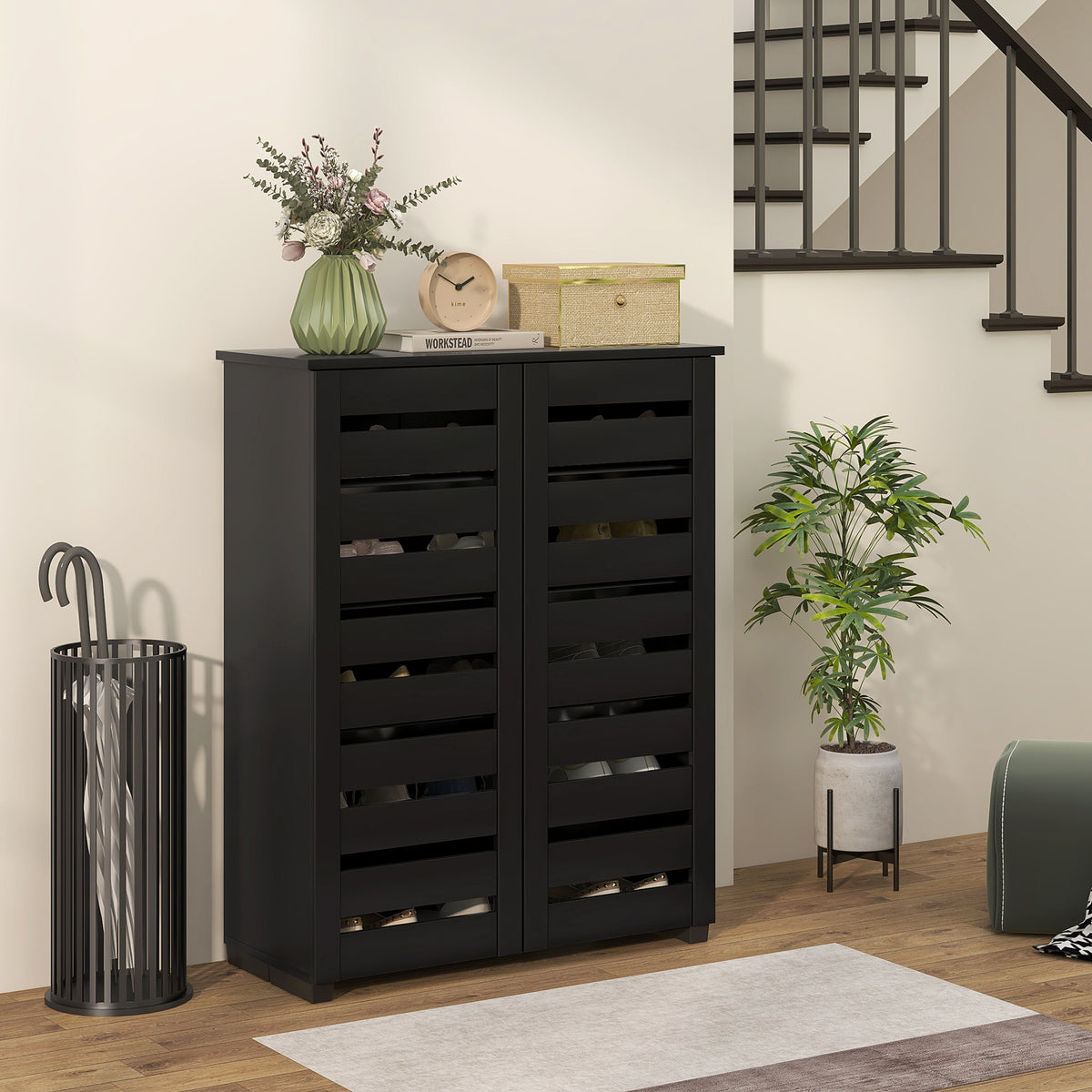 Shoe Cabinet with 2 Slatted Doors – 30"W x 39"H