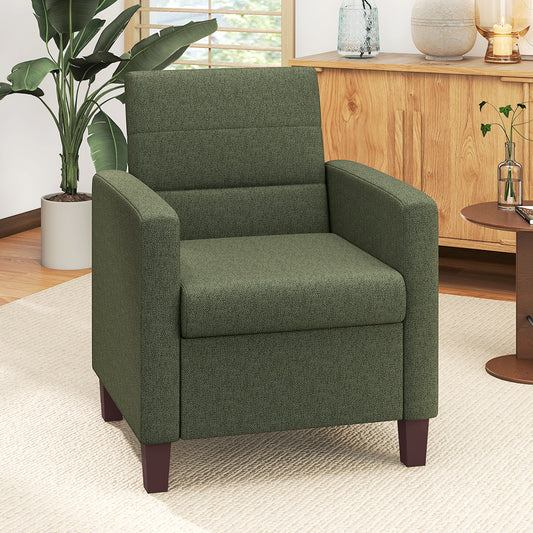 HOMCOM Modern Fabric Accent Armchair, Comfortable Cushion, Non-Slip Pads, Dark Green