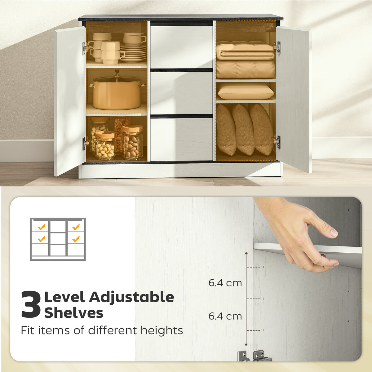 Buffet Cabinet with Soft-Close Hinges – 39"W x 31"H