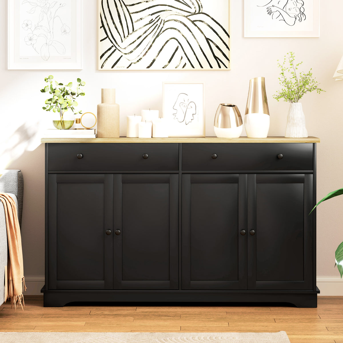 Buffet Cabinet with Storage Drawers – 55"W x 34"H