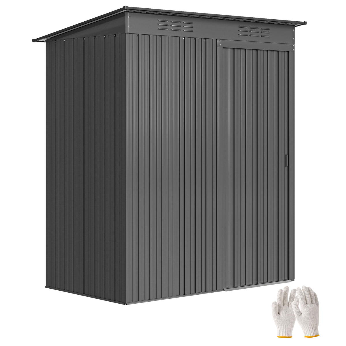 5.2' x 3.5' Outdoor Storage Shed, Easy to Assemble Metal Garden Shed, for Backyard, Lawn, Patio – Dark Grey