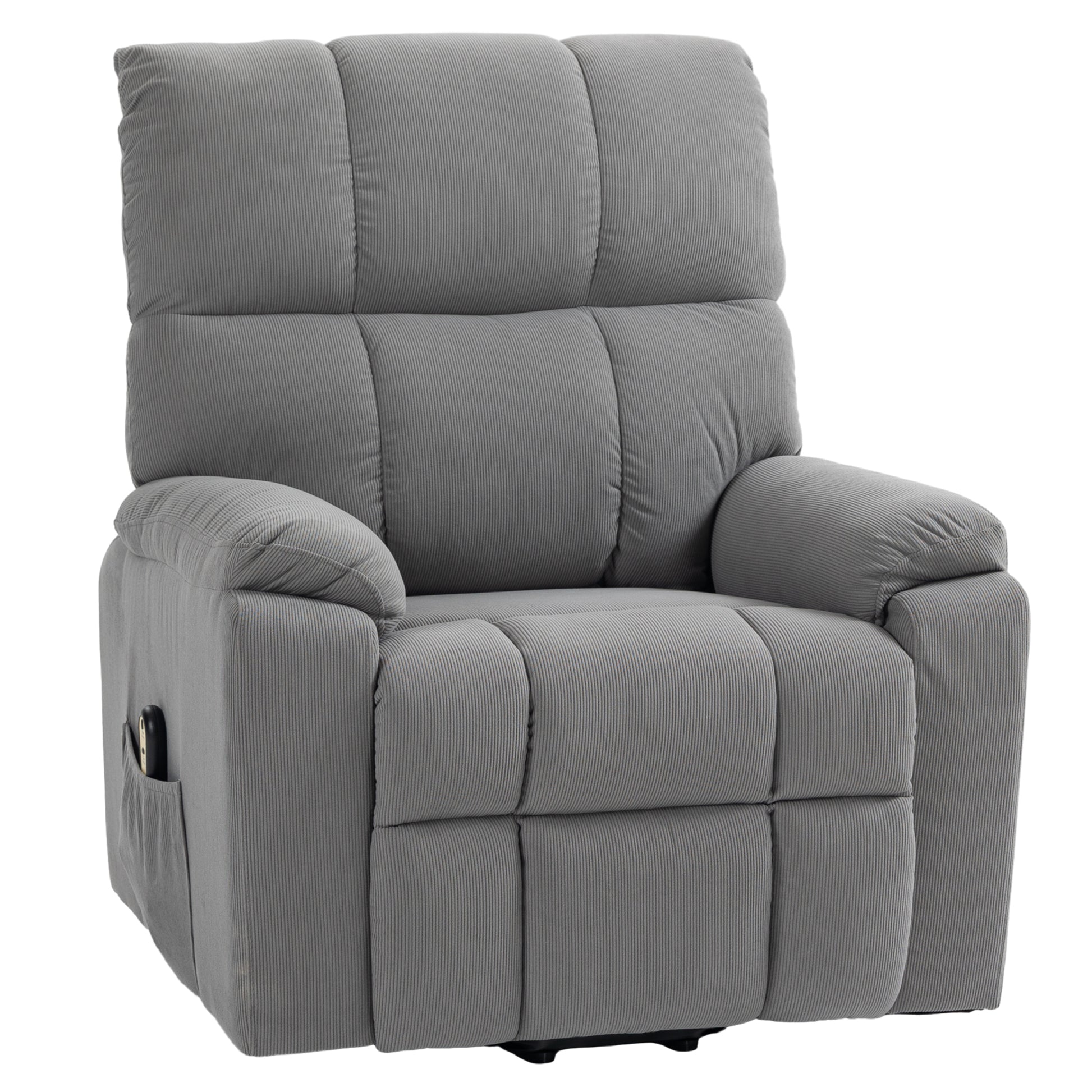 HOMCOM Electric Power Lift Recliner Chair, Grey Fabric Upholstered with Remote Control