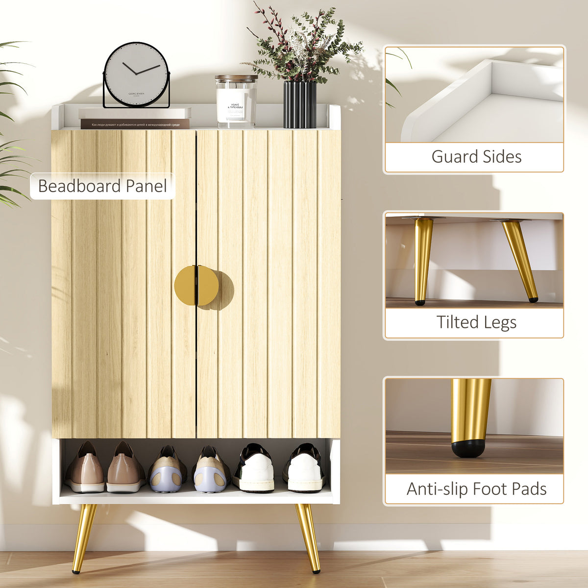 Entryway Shoe Cabinet with Open Shelves – 24"W x 39"H