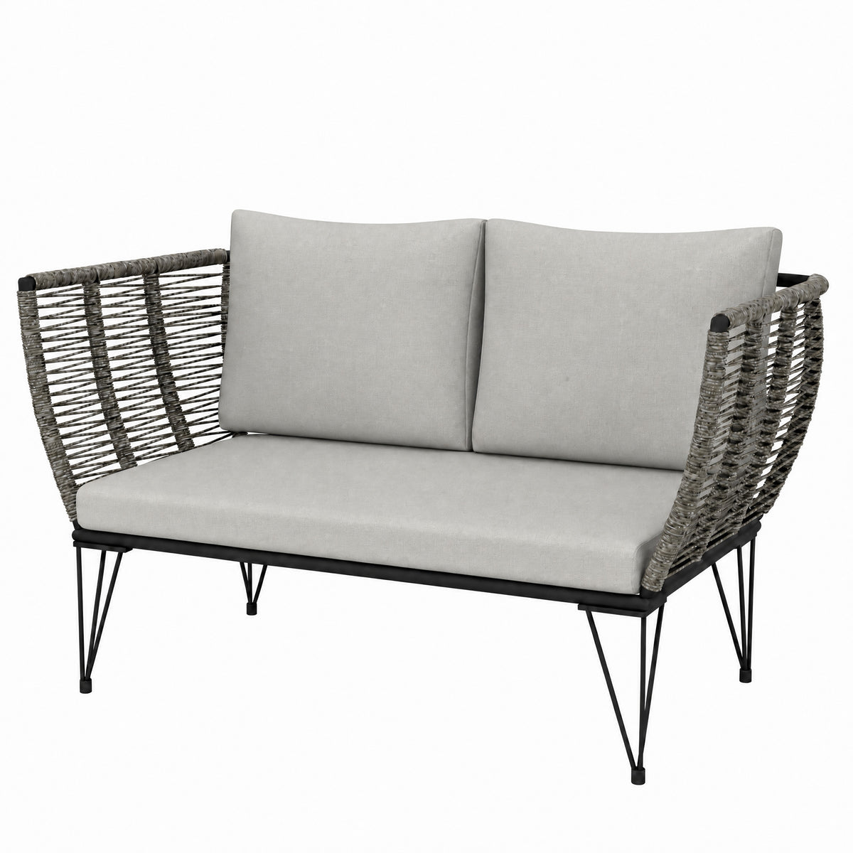 Outdoor Couch Patio Sofa with Cushions, 2 Seater Patio Furniture Loveseat with Galvanized Steel Frame