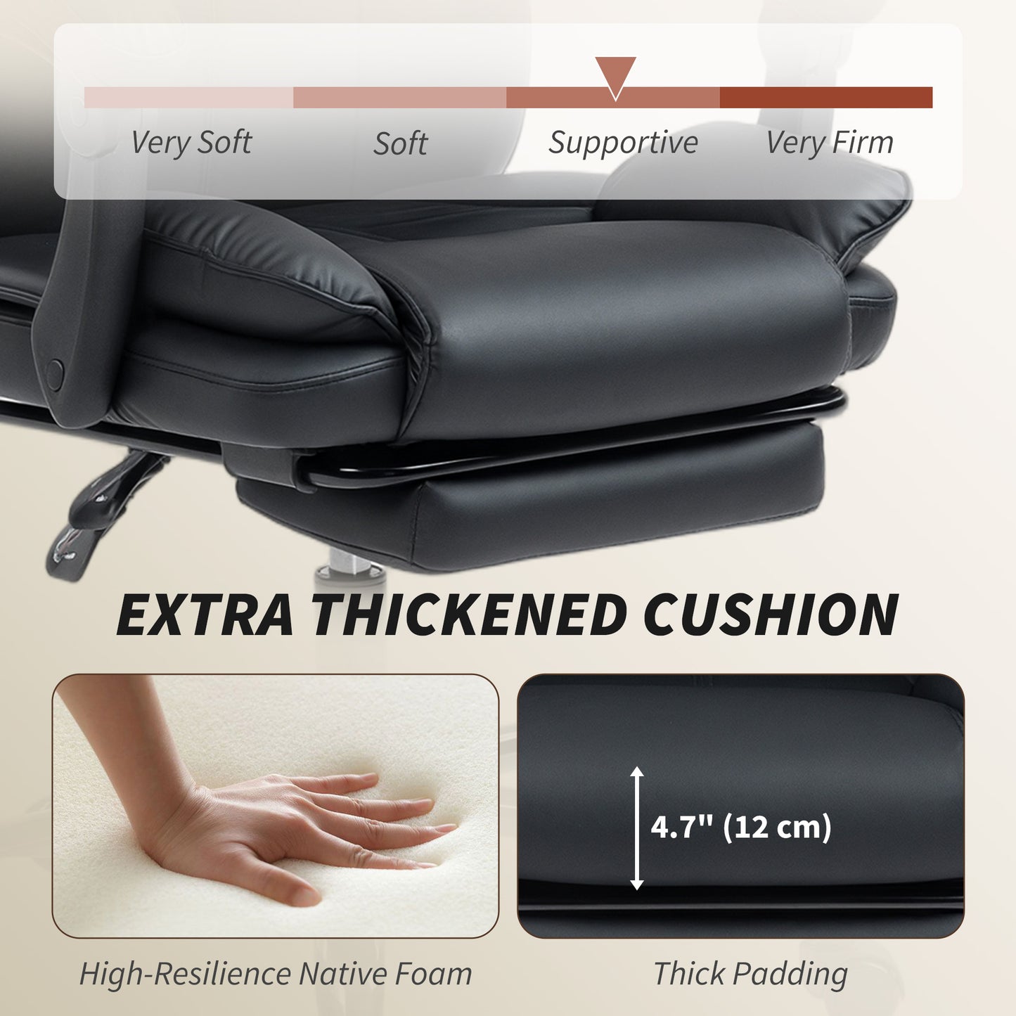 HOMCOM Executive Reclining Office Chair: Pet-Friendly Fabric, Headrest, Footrest, Swivel