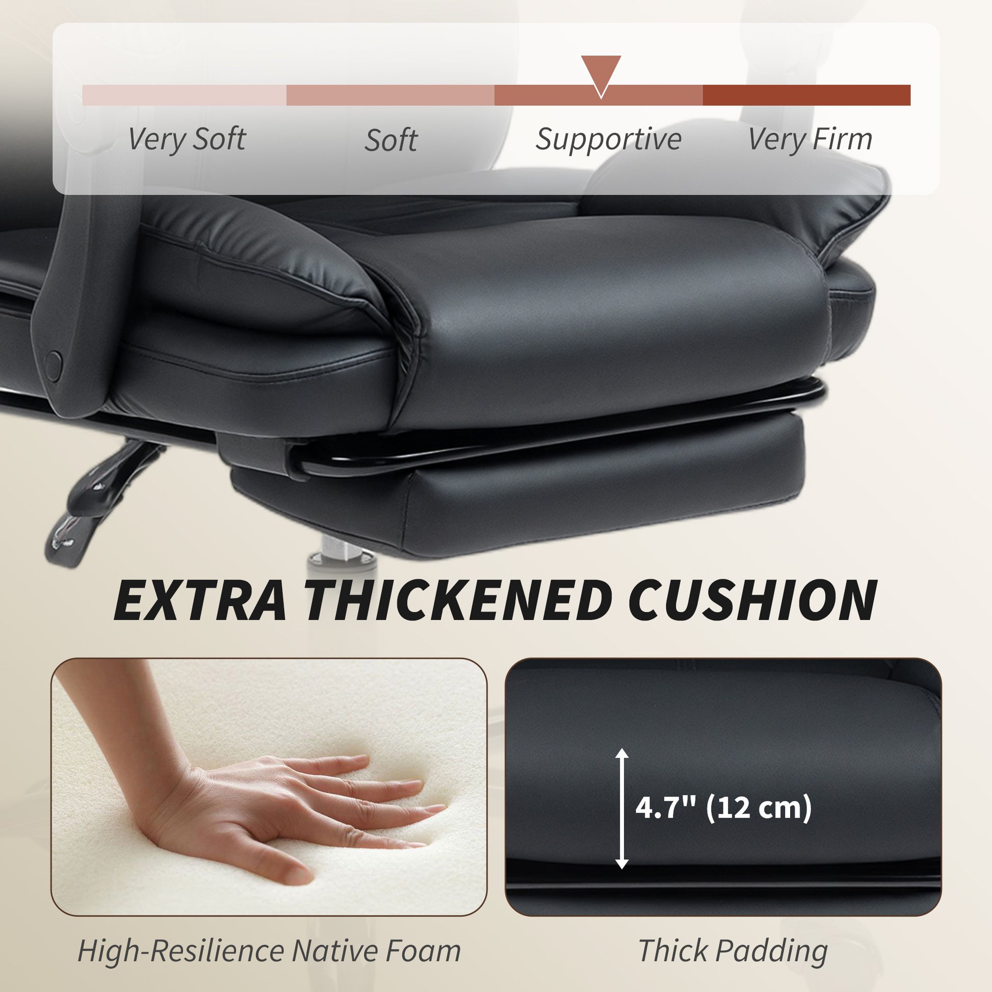 HOMCOM Executive Reclining Office Chair: Pet-Friendly Fabric, Headrest, Footrest, Swivel