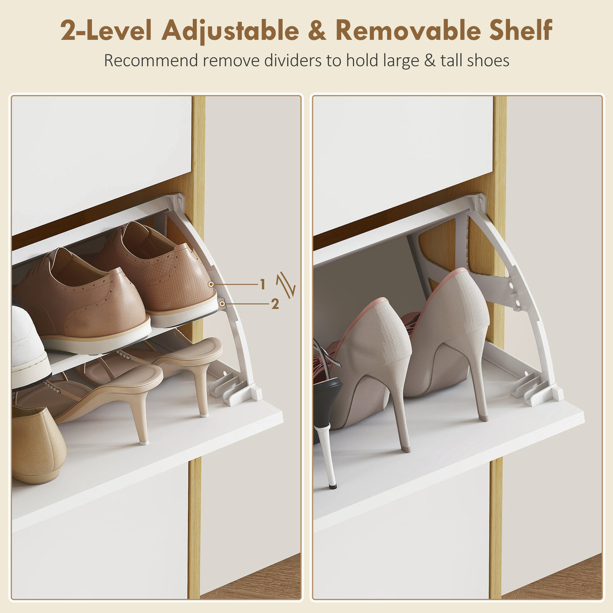 High Gloss Narrow Shoe Cabinet with 3 Flip Drawers – 32"W x 50"H