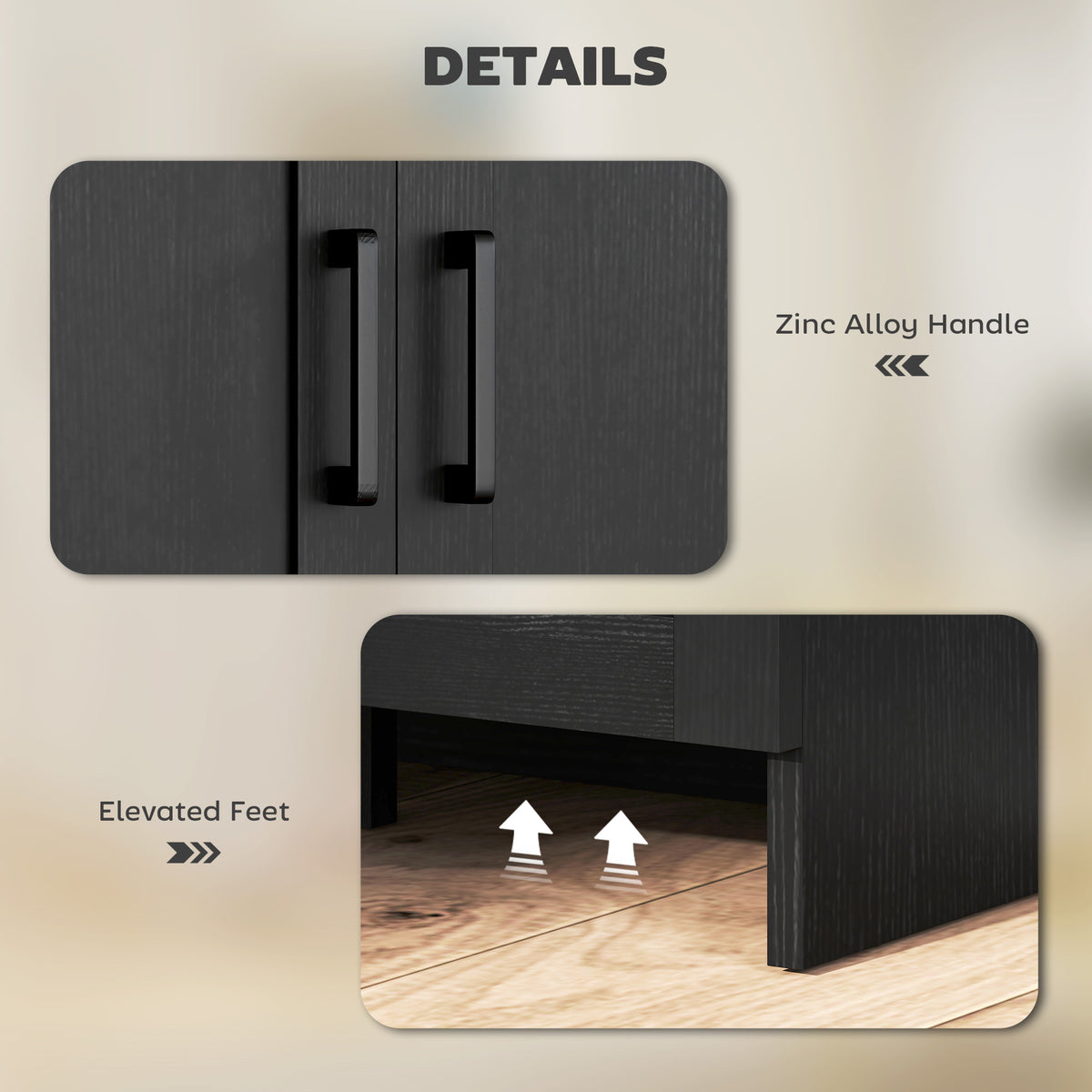 Modern Kitchen Storage Cabinet with 3 Doors Adjustable Shelves – 35"W x 35"H
