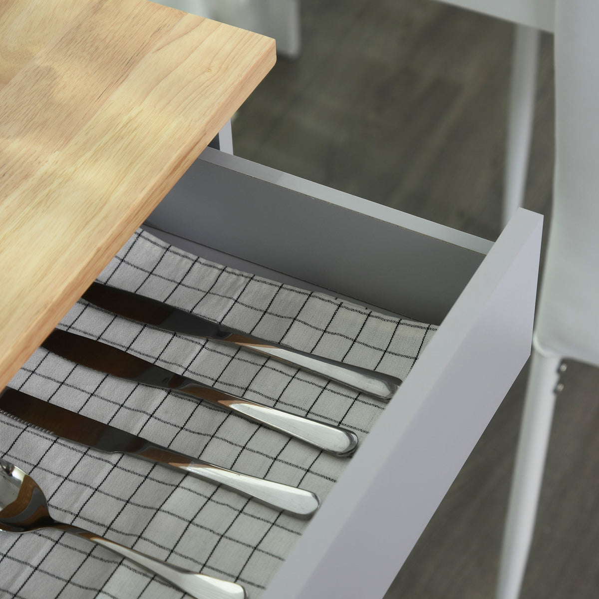 Rolling Kitchen Island Cart with Wood Top – 33"W x 36"H