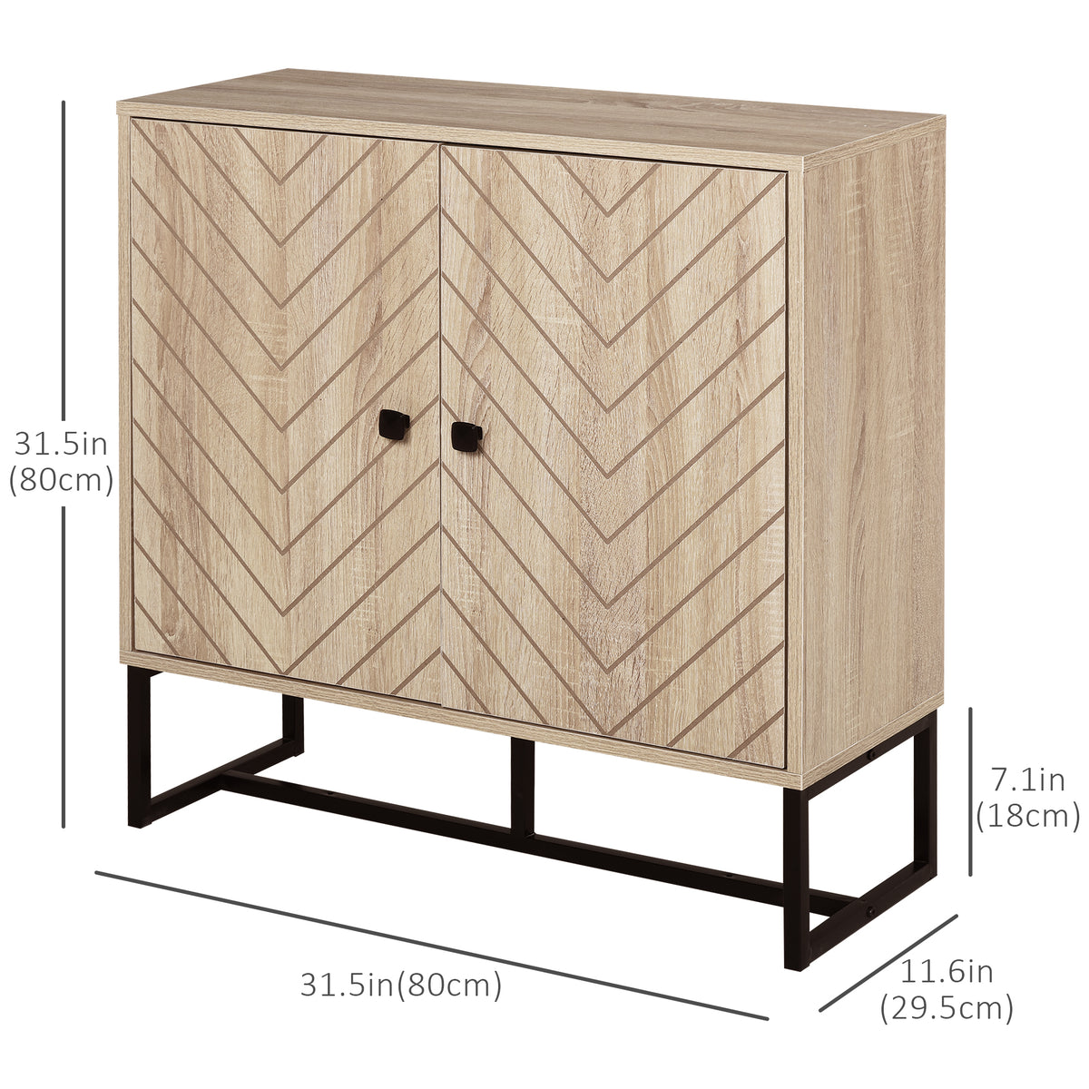 Buffet Cabinet with 2 Chevron Doors and Adjustable Shelf – 32"W x 32"H