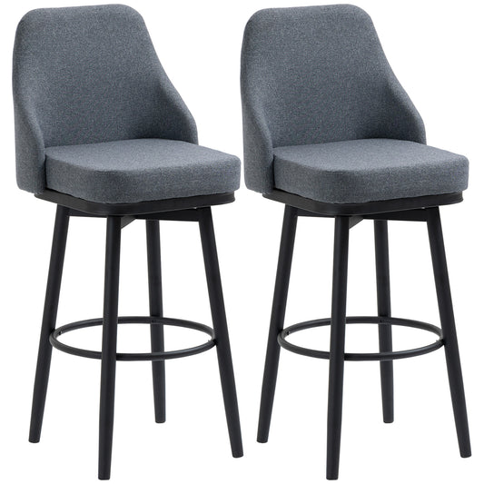 HOMCOM Extra Tall Bar Stools, 360° Swivel, Charcoal Grey