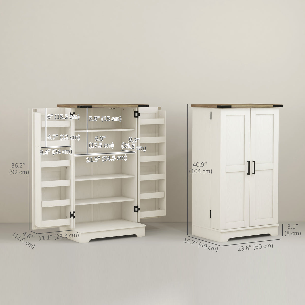 Kitchen Pantry Cabinet with Doors and Adjustable Shelves – 24"W x 39"H