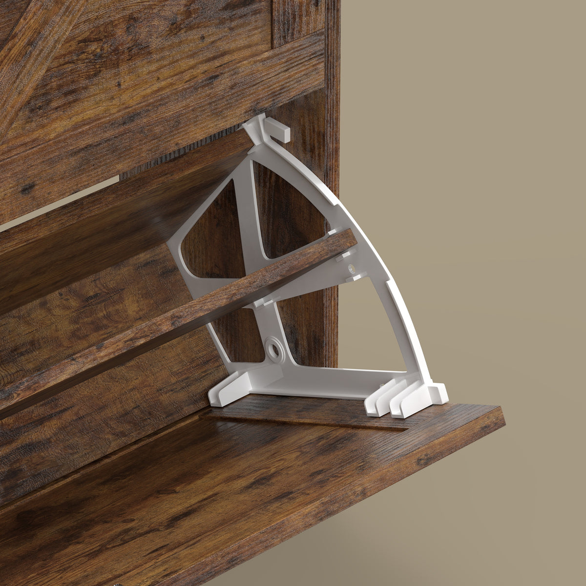 Farmhouse Shoe Cabinet with 2 Flip Drawers – 31"W x 34"H