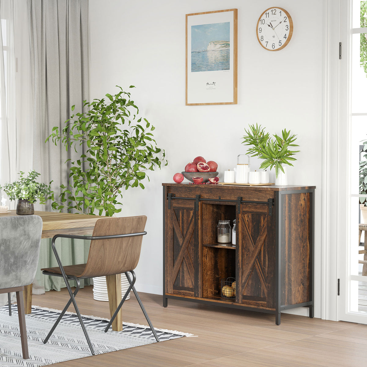 Buffet Cabinet with Sliding Barn Doors – 36"W x 30"H