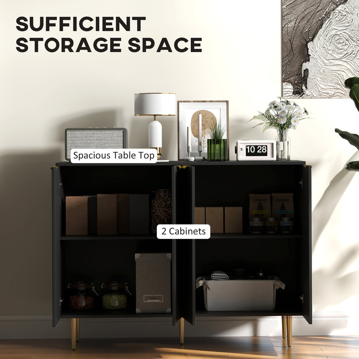 Sideboard Buffet Cabinet with Adjustable Shelves – 47"W x 35"H