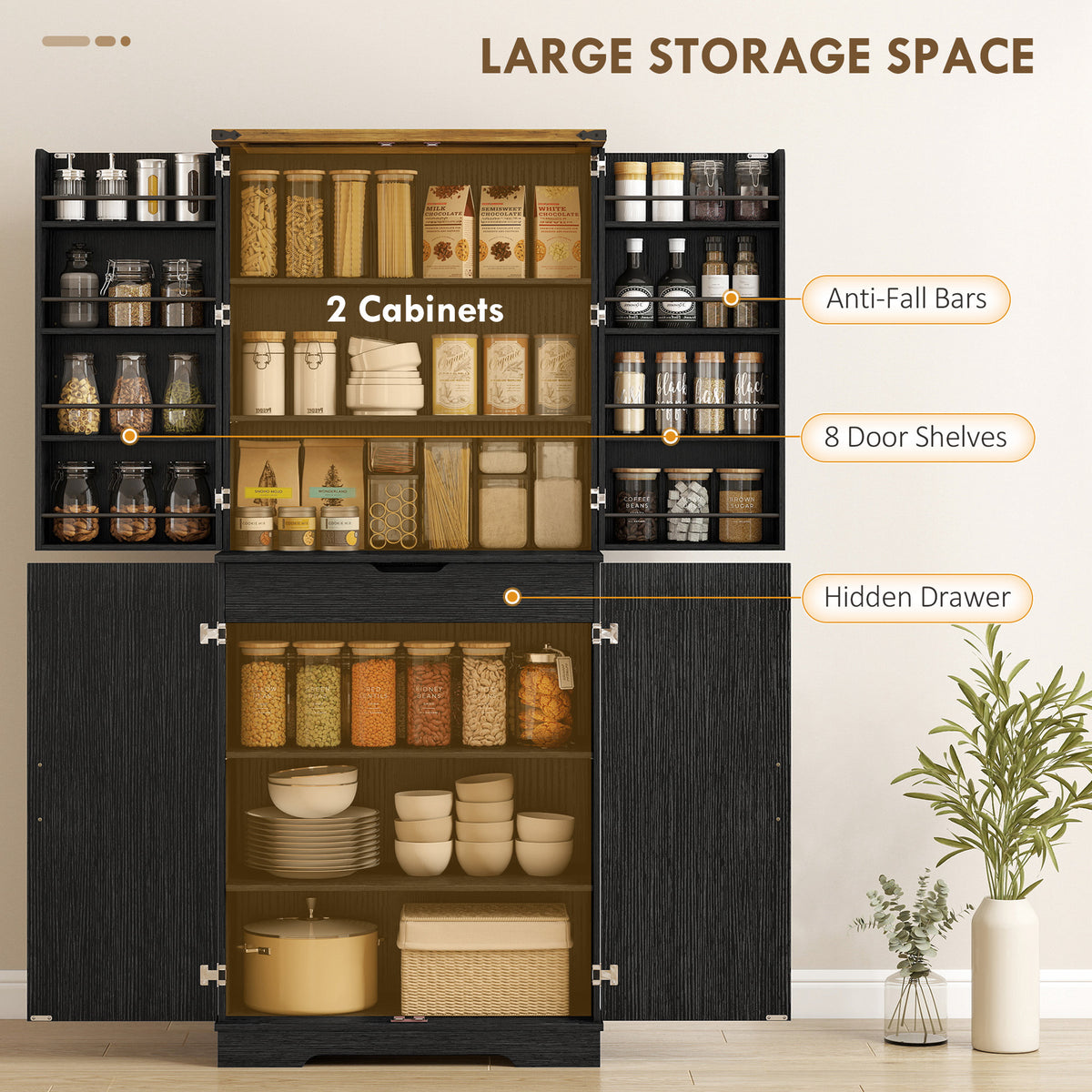 Farmhouse Storage Cabinet with 4 Doors – 30"W x 72"H