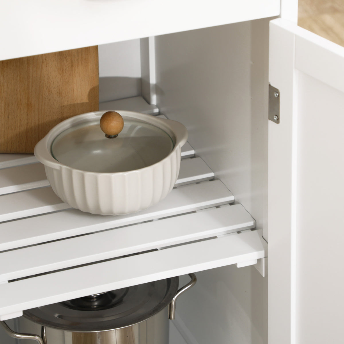 Rolling Kitchen Cart with Wine Rack – 30"W x 35"H