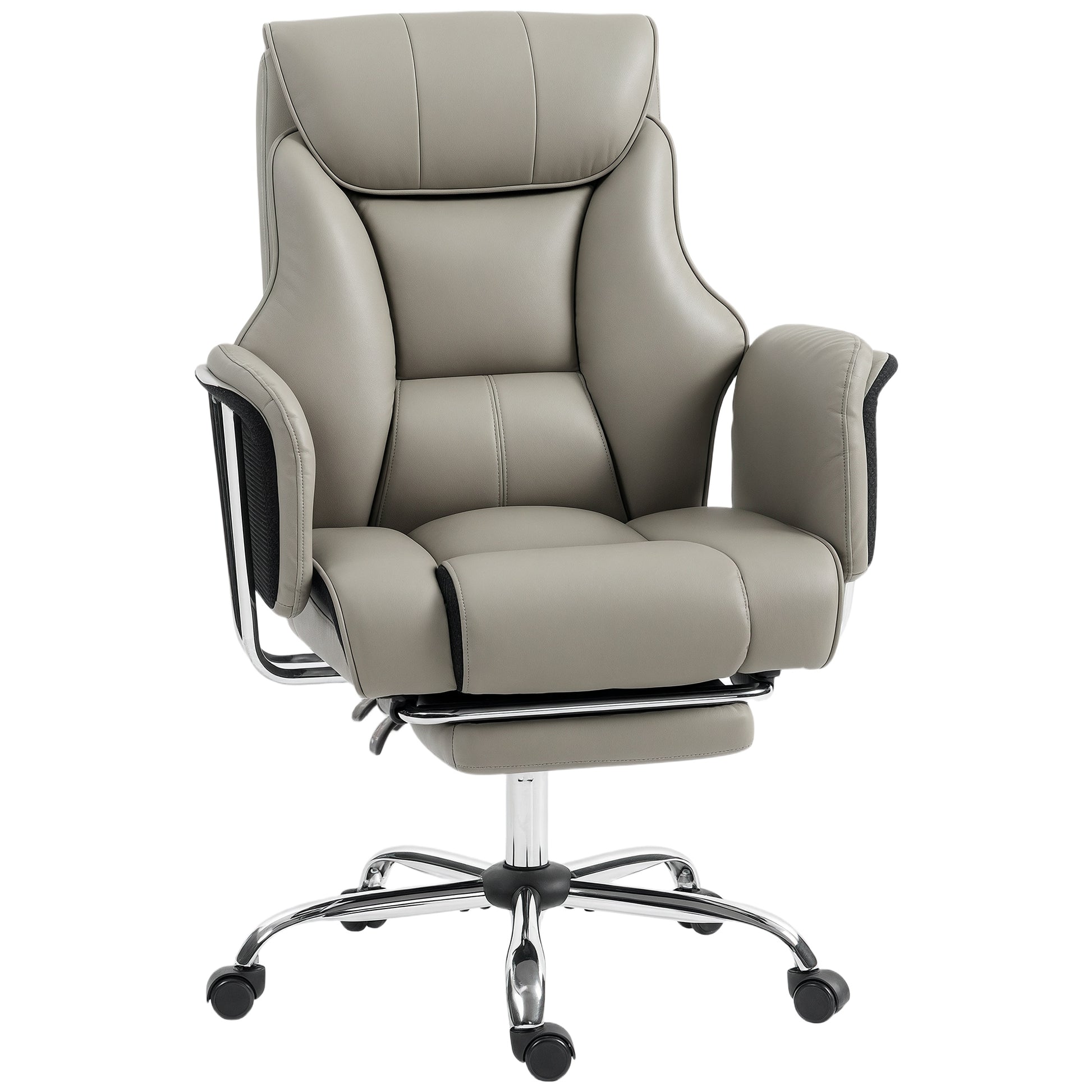 HOMCOM Overstuffed Reclining Executive Chair with Footrest, PU Leather, Swivel Wheels